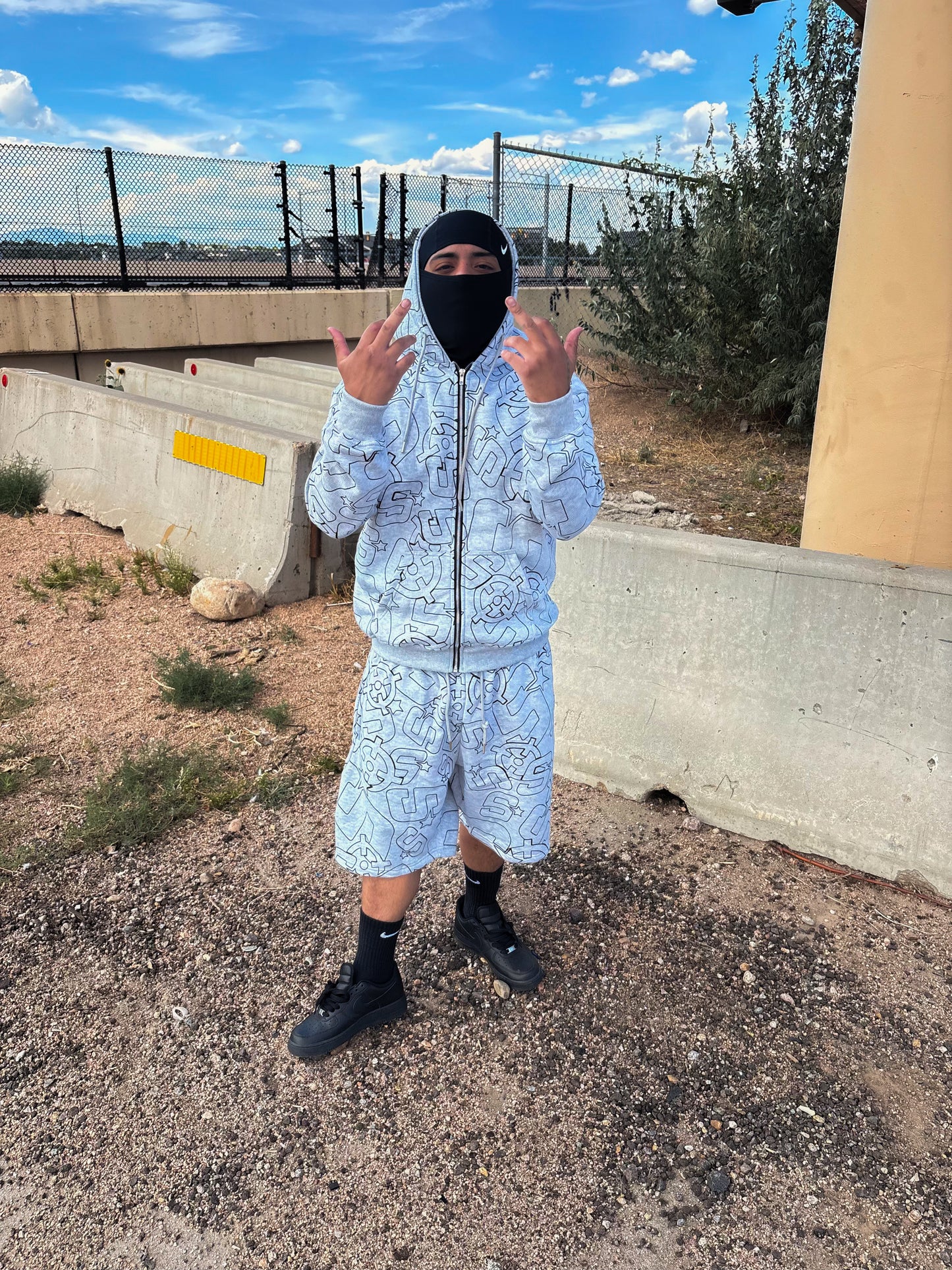 GREY SLUMSTAR ALL OVER PRINT HOODIE