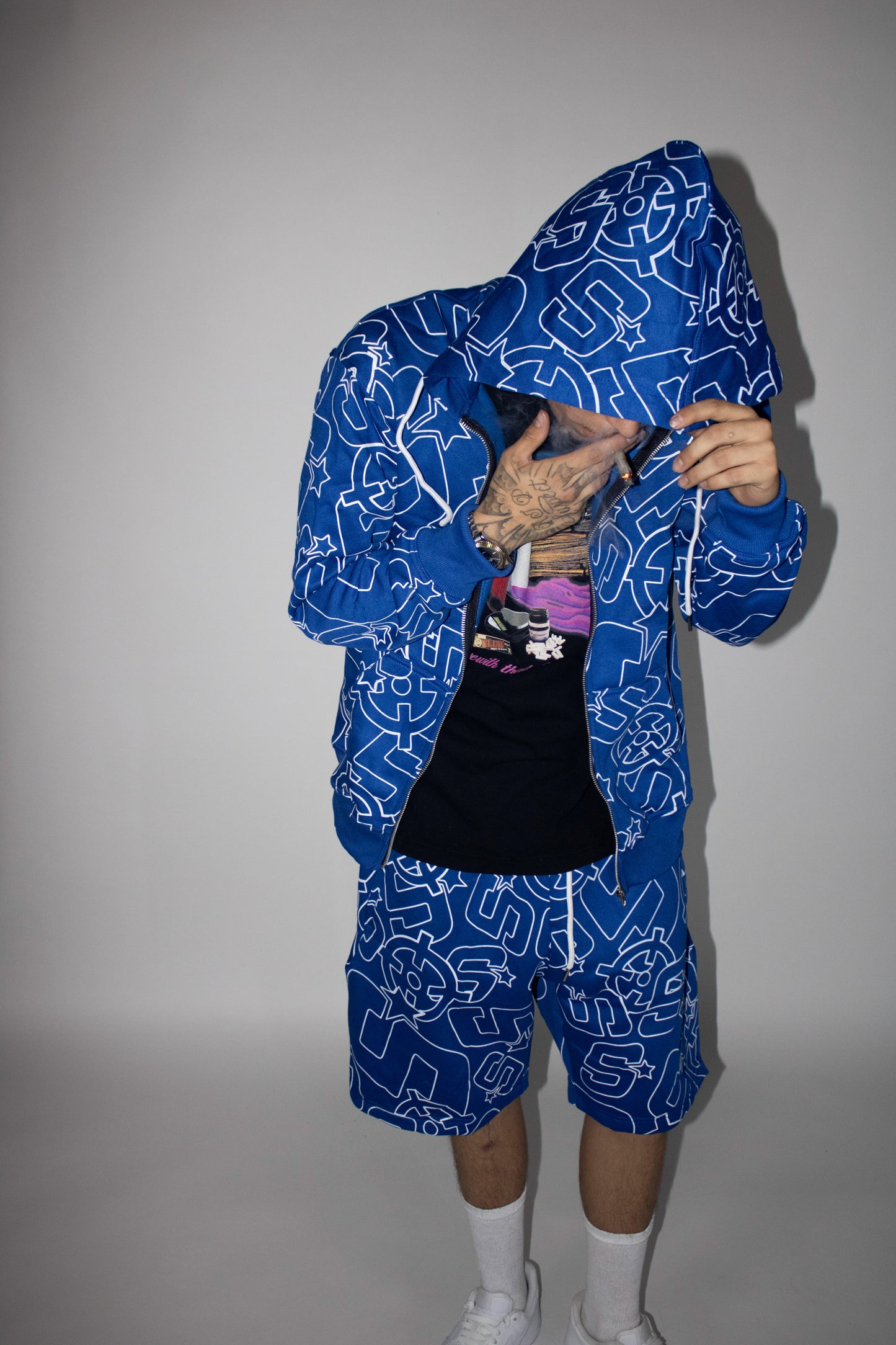BLUE SLUMSTAR ALL OVER PRINT SHORTS