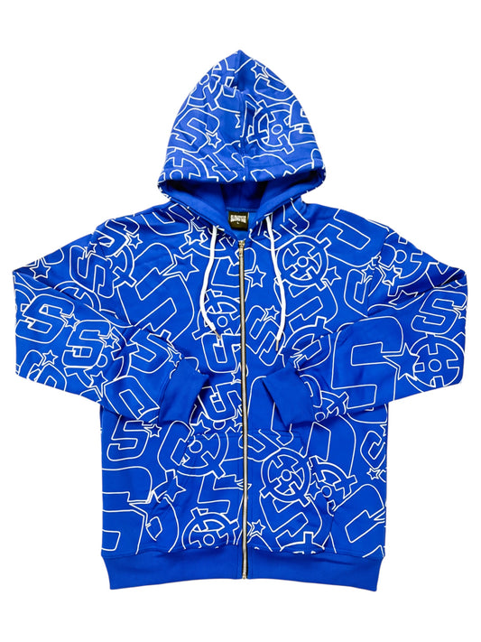 BLUE SLUMSTAR ALL OVER PRINT HOODIE
