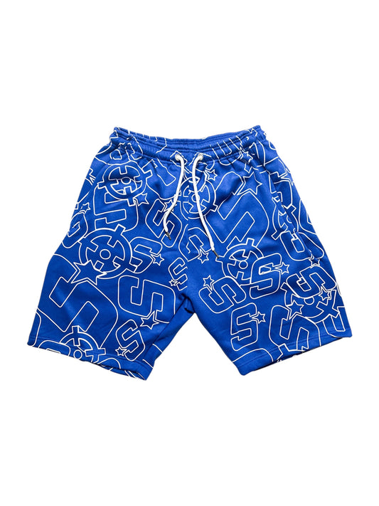 BLUE SLUMSTAR ALL OVER PRINT SHORTS