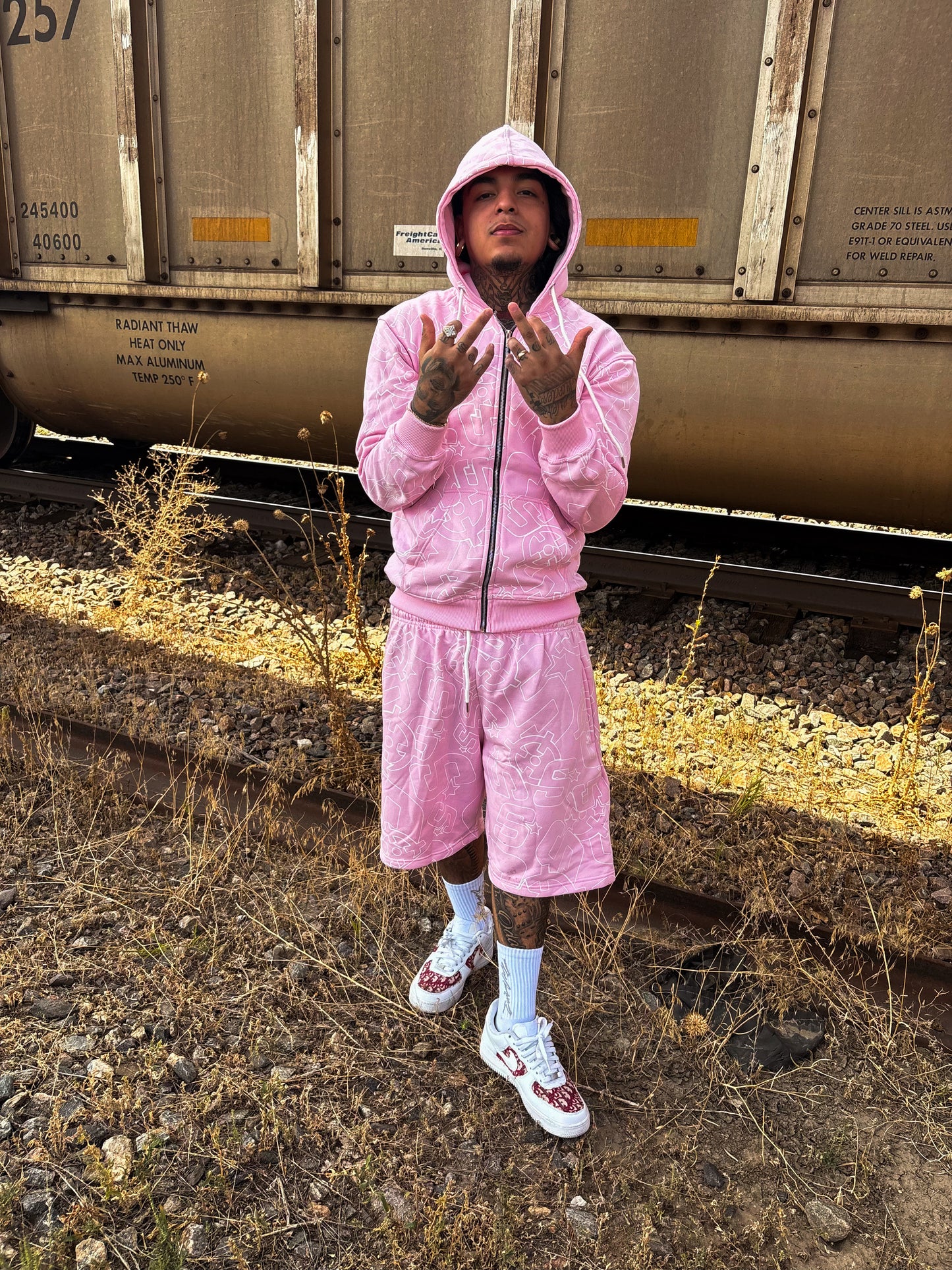 PINK SLUMSTAR ALL OVER PRINT HOODIE