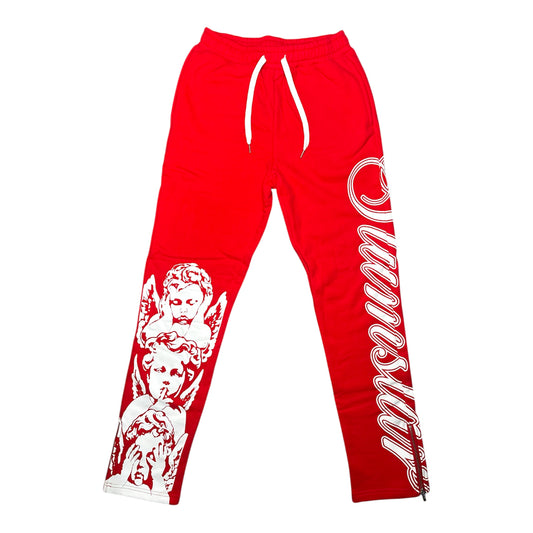 NO EVIL ANGEL SWEATPANTS RED