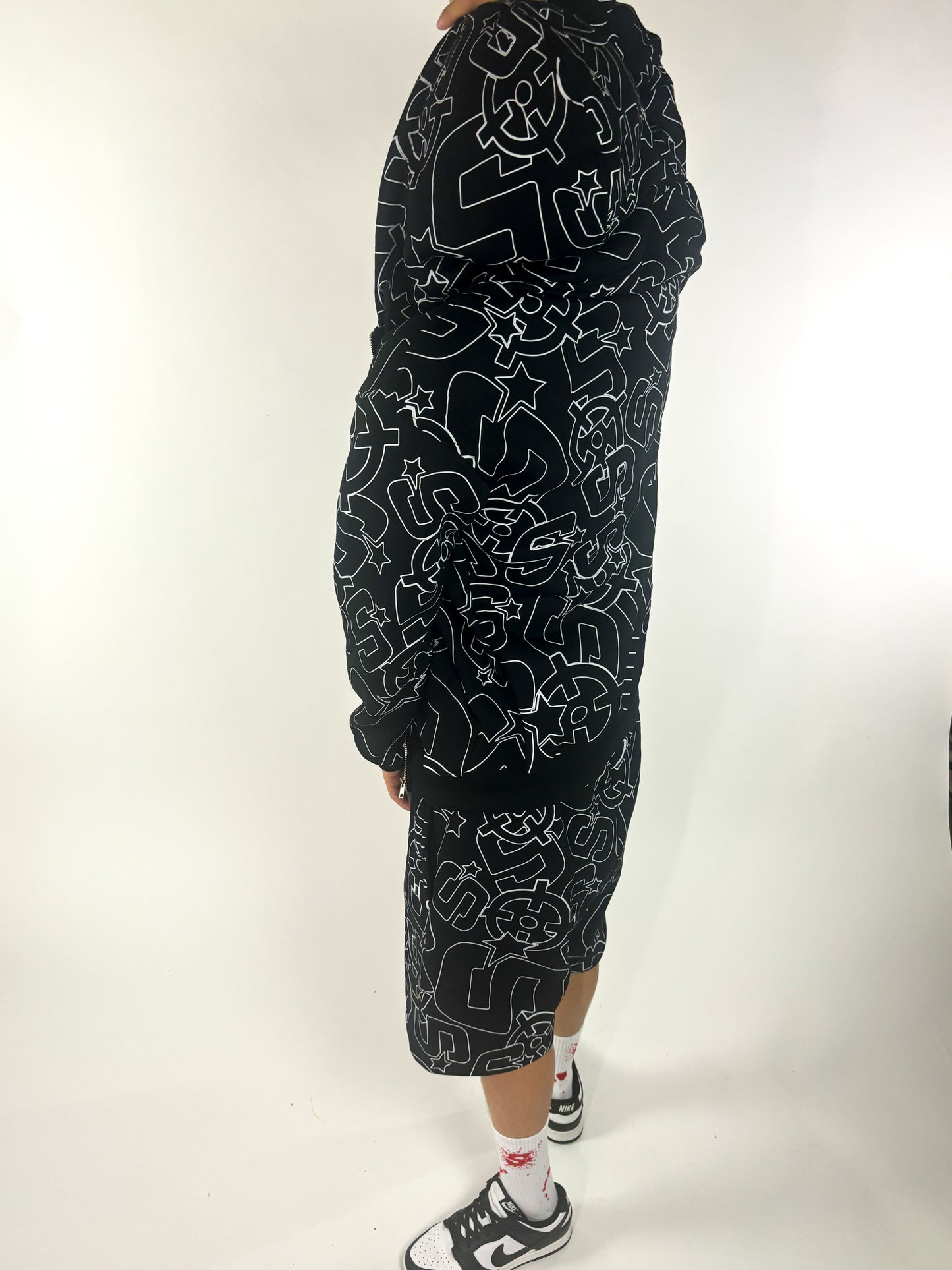 BLACK&WHITE SLUMSTAR ALL OVER PRINT HOODIE