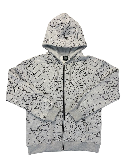 GREY SLUMSTAR ALL OVER PRINT HOODIE
