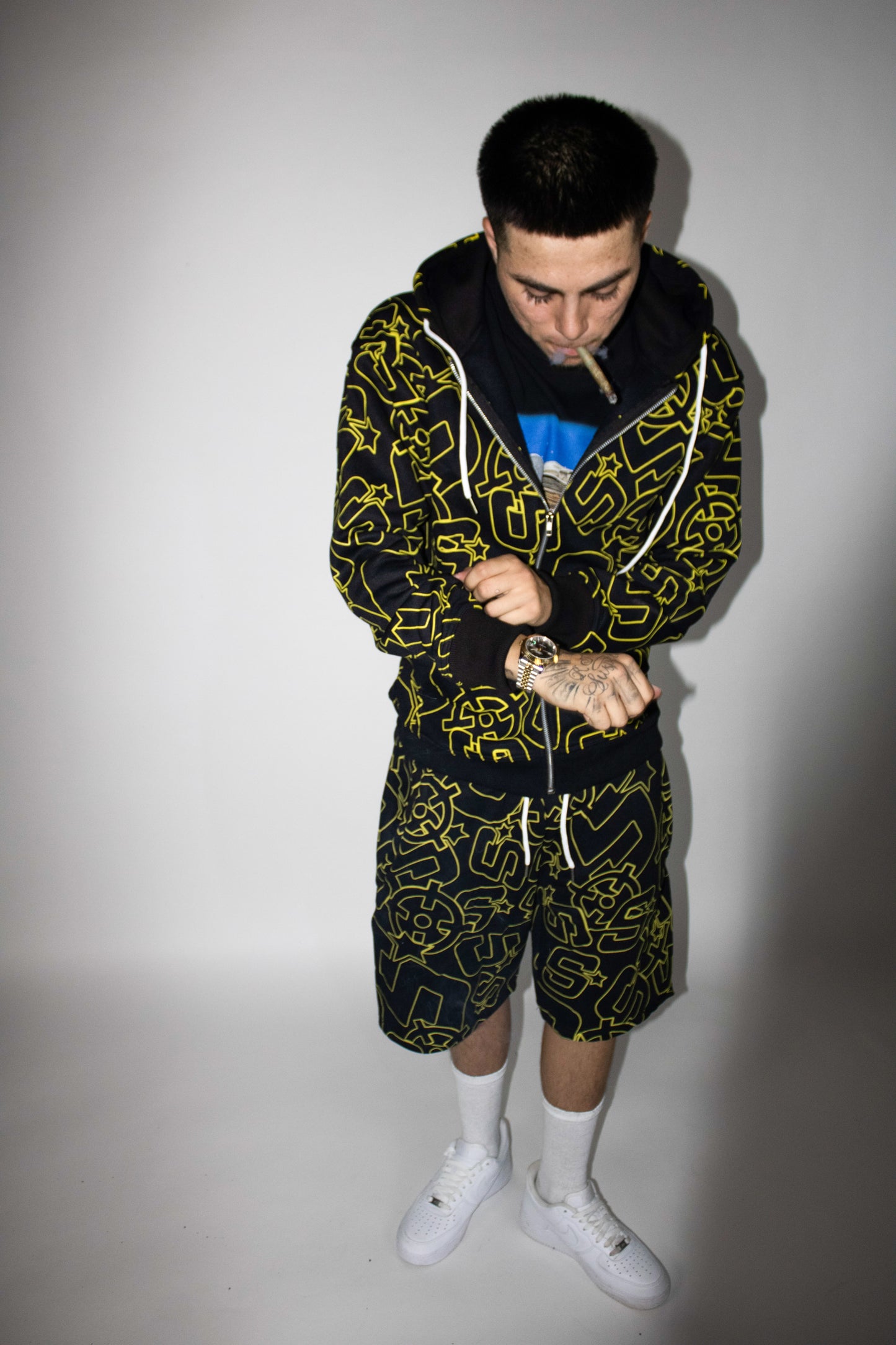 BLACK&YELLOW SLUMSTAR ALL OVER PRINT HOODIE