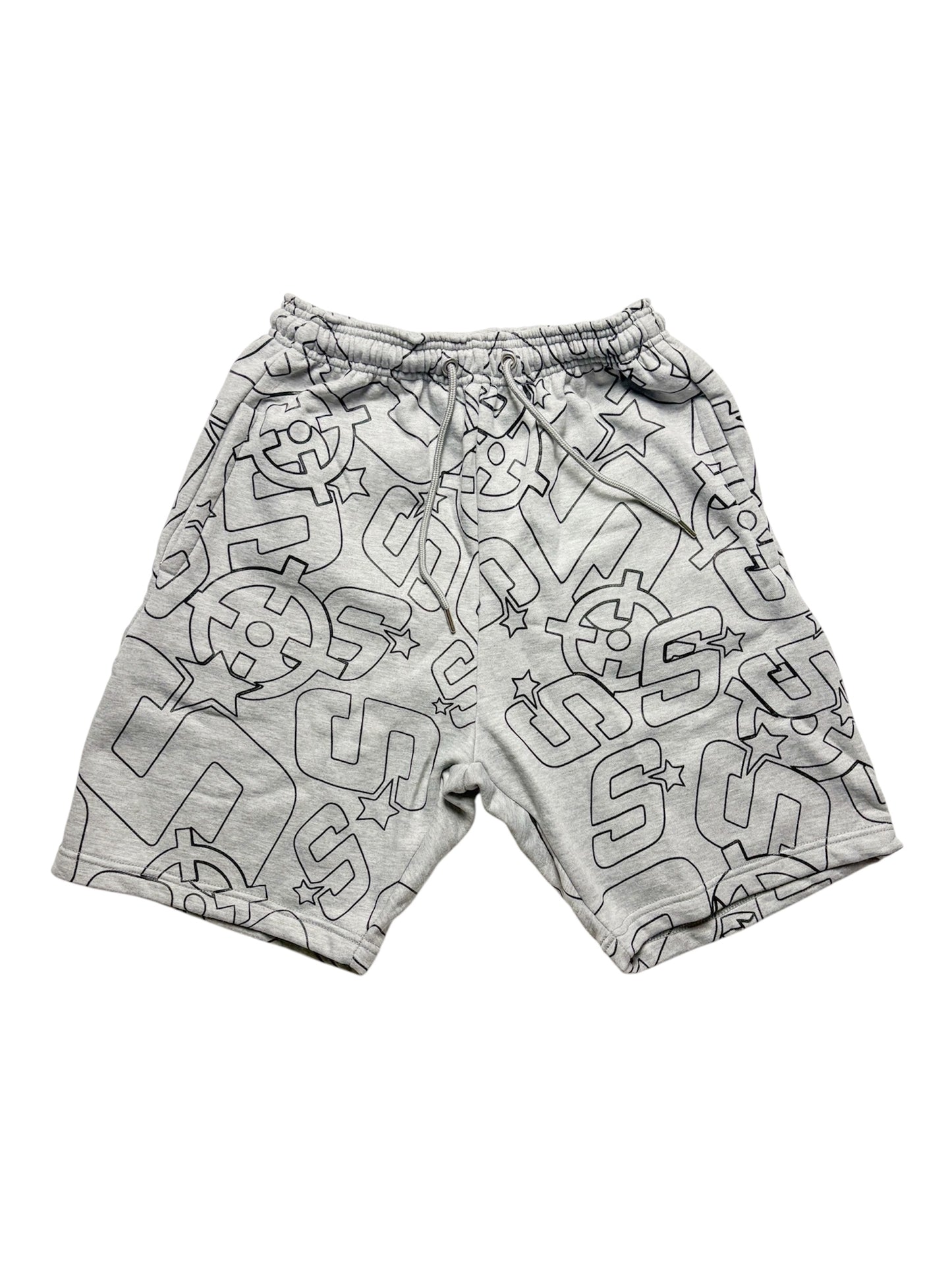 GREY SLUMSTAR ALL OVER PRINT SHORTS