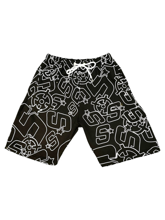 BLACK&WHITE SLUMSTAR ALL OVER PRINT SHORTS