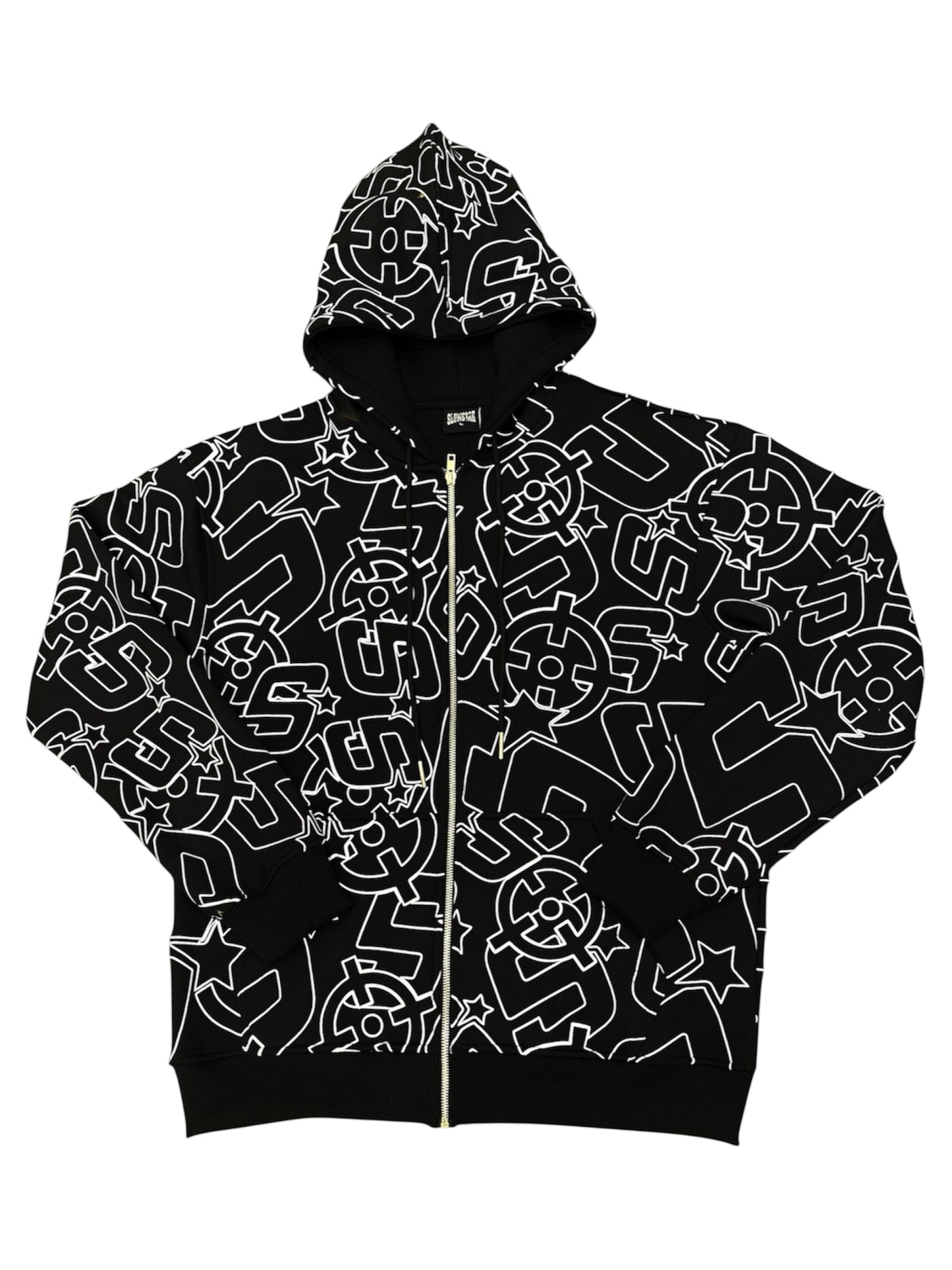 BLACK&WHITE SLUMSTAR ALL OVER PRINT HOODIE